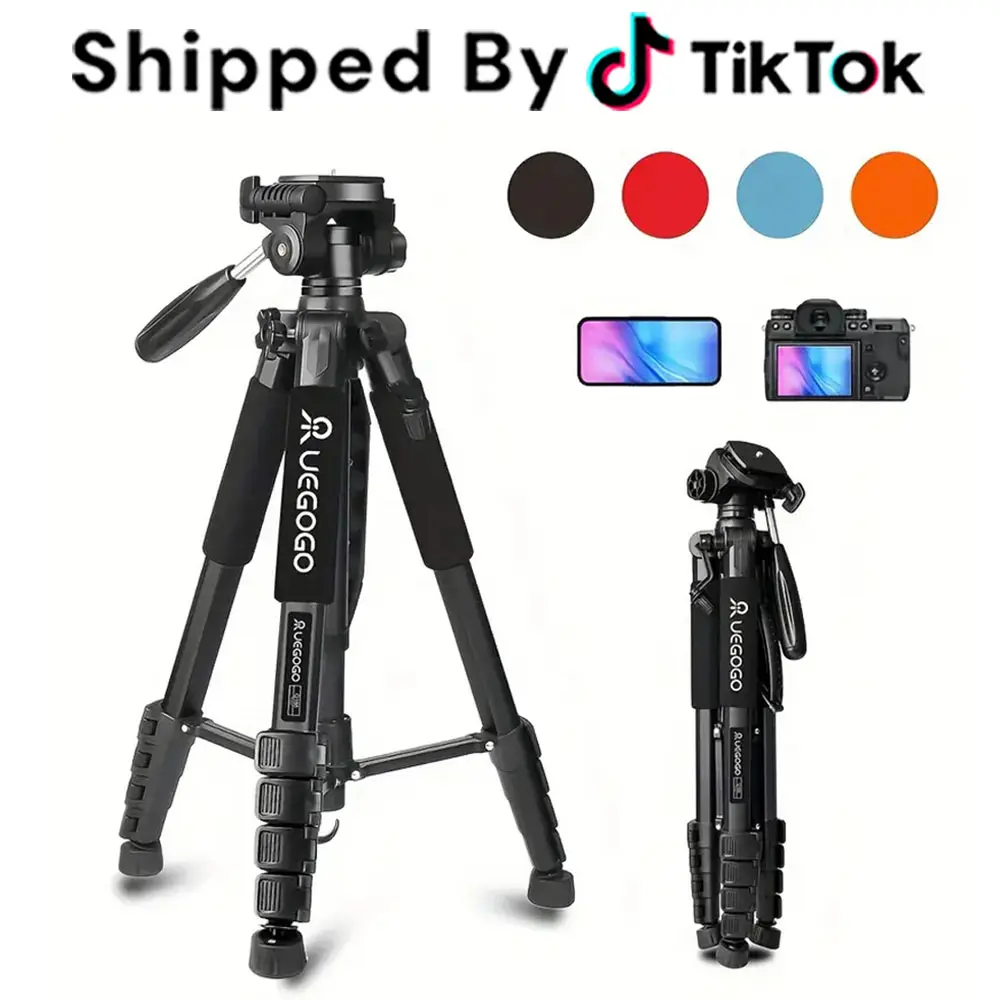 187cm Professional Aluminum Camera Tripod with 3-Way Pan Head – Extendable to 74 Inches, Compact Travel Design for DSLR & Smartphone Vlogging, Ideal for Outdoor Photography & Video Shoot#SummerWins#BackToSchoolDeal