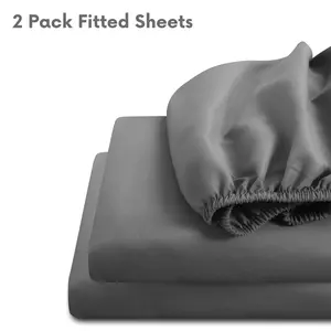 Deep Pocket Fitted Sheet | 2 Pack Microfiber Fitted Sheet Twin Full Queen King Size Soft Brushed Microfiber Shrinkage & Fade Resistant 360 Elastic