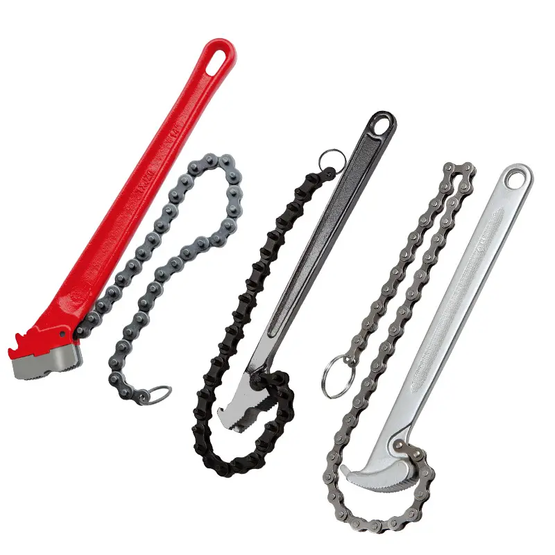 Heavy Duty CR-V Chain Pipe Wrench, Adjustable Oil Filter Removal Tool, Universal Mechanic Wrench, Non-Slip Plumbing Tool, Professional Car Repair Accessory, Carbon Steel Wrench Set, Multi-Size Pipe Gripping Tool, Fast DIY Oil Change, Industrial Hand Tool