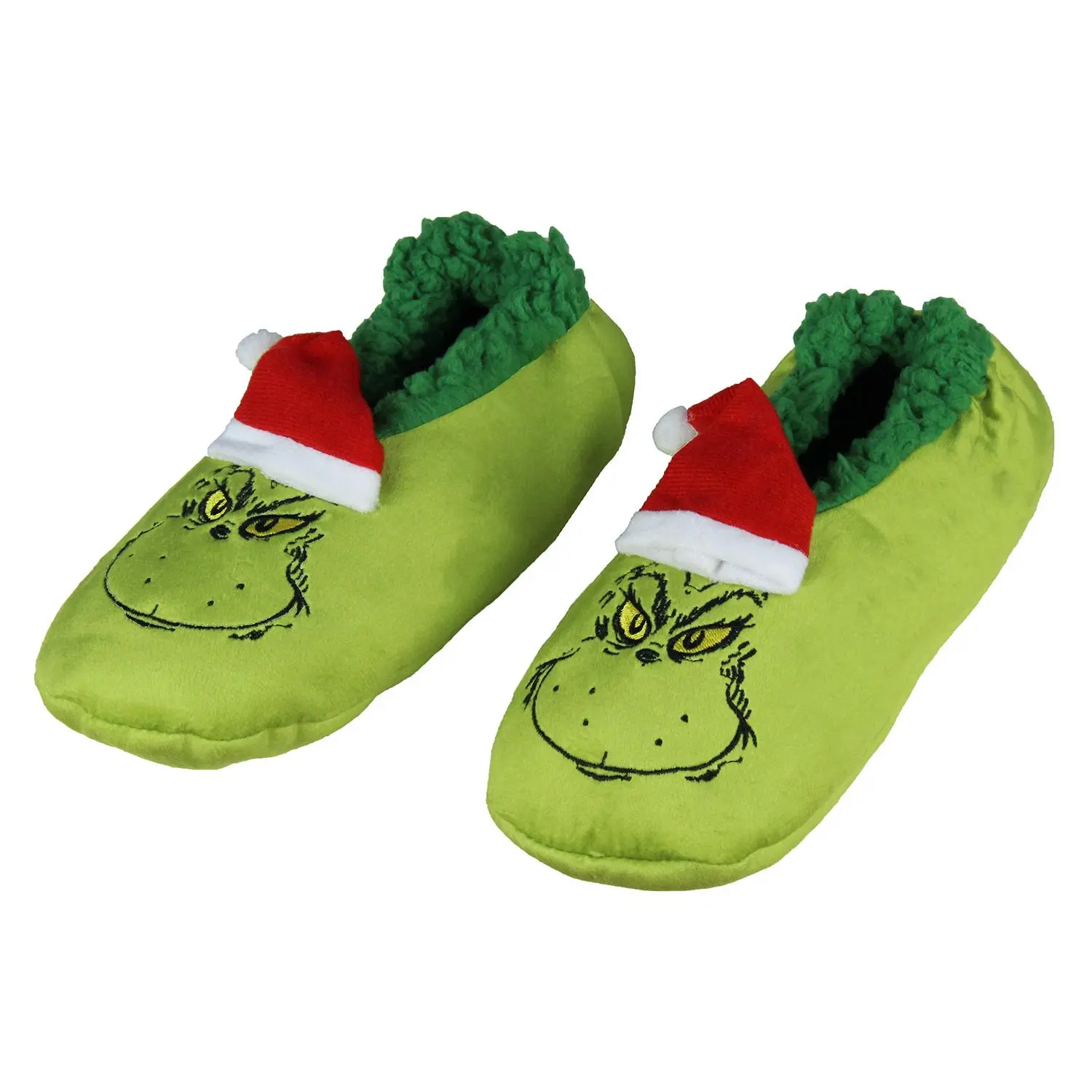 Dr. Seuss GRINCH That Stole Christmas Slippers Santa Grinch Slipper Socks with No-Slip Sole For Women Men, Shoe, Fluffy, Footwear