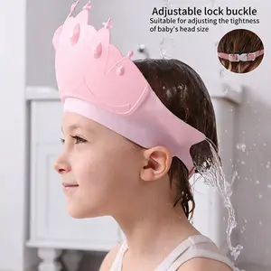 Baby Bath Cap Adjustable Crown Design Waterproof Shower Protector, Portable Child Bathtub Hat for Bathroom Travel Pool Use Shower Caps
