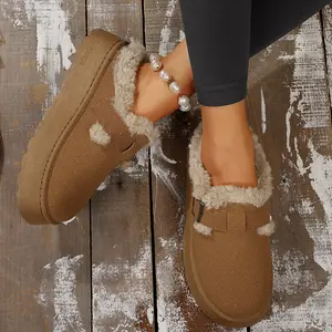 Women's Slippers Adjustable Buckle Slip on Comfort Fuzzy Slippers with Faux Lining Outdoor Indoor Ankle Boot