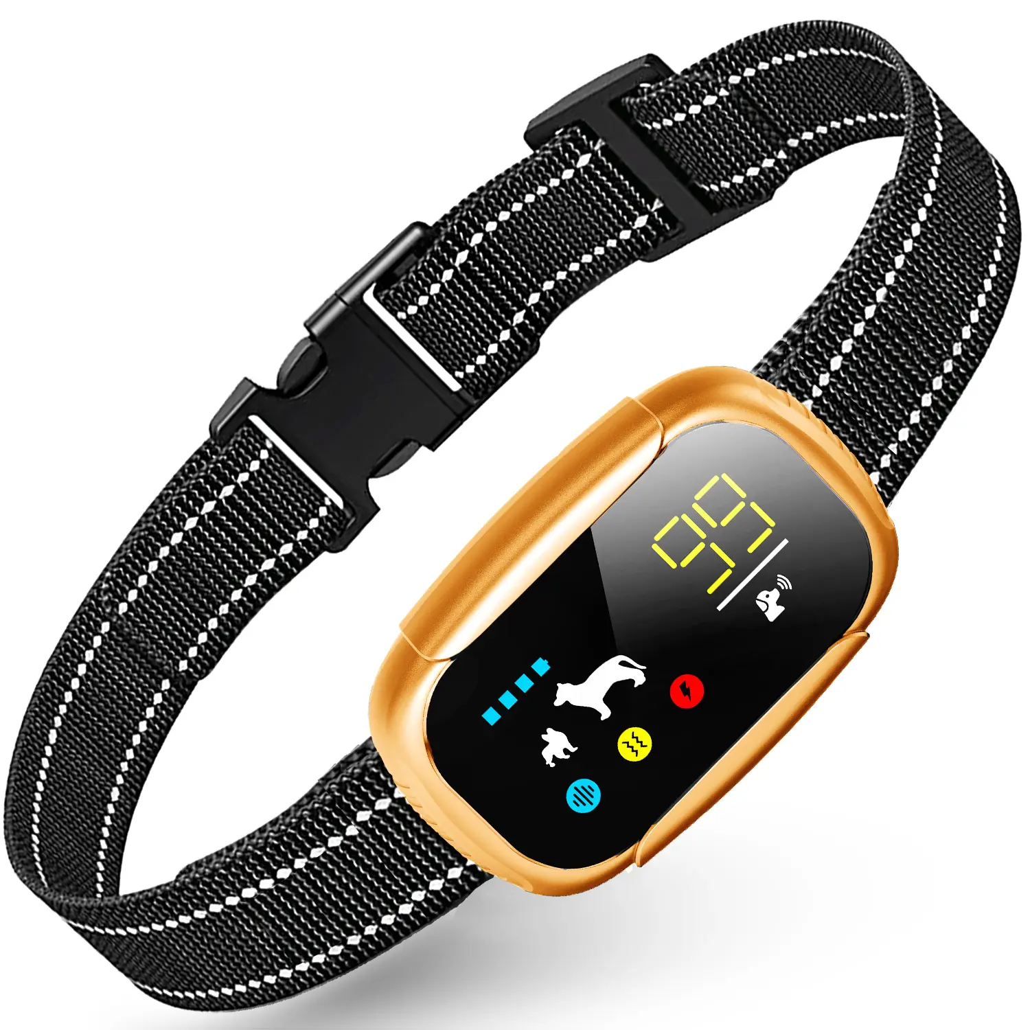 Smart Anti-Barking Training Collar for All Dog Sizes - Adjustable Fit, USB Recharge, 4 Training Modes, Reflective Fabric Safety Strips, Long Battery Life