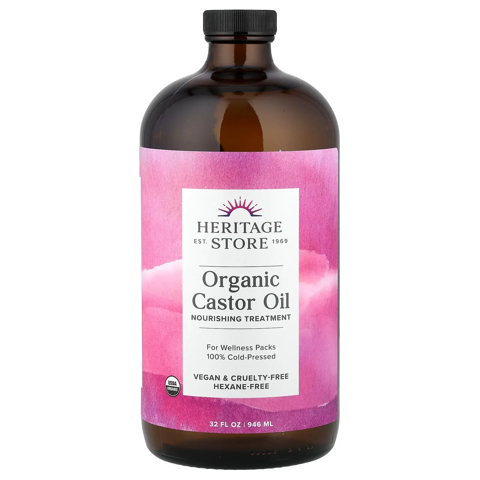 Heritage Store Organic Castor Oil, 32 fl oz (946 ml)
