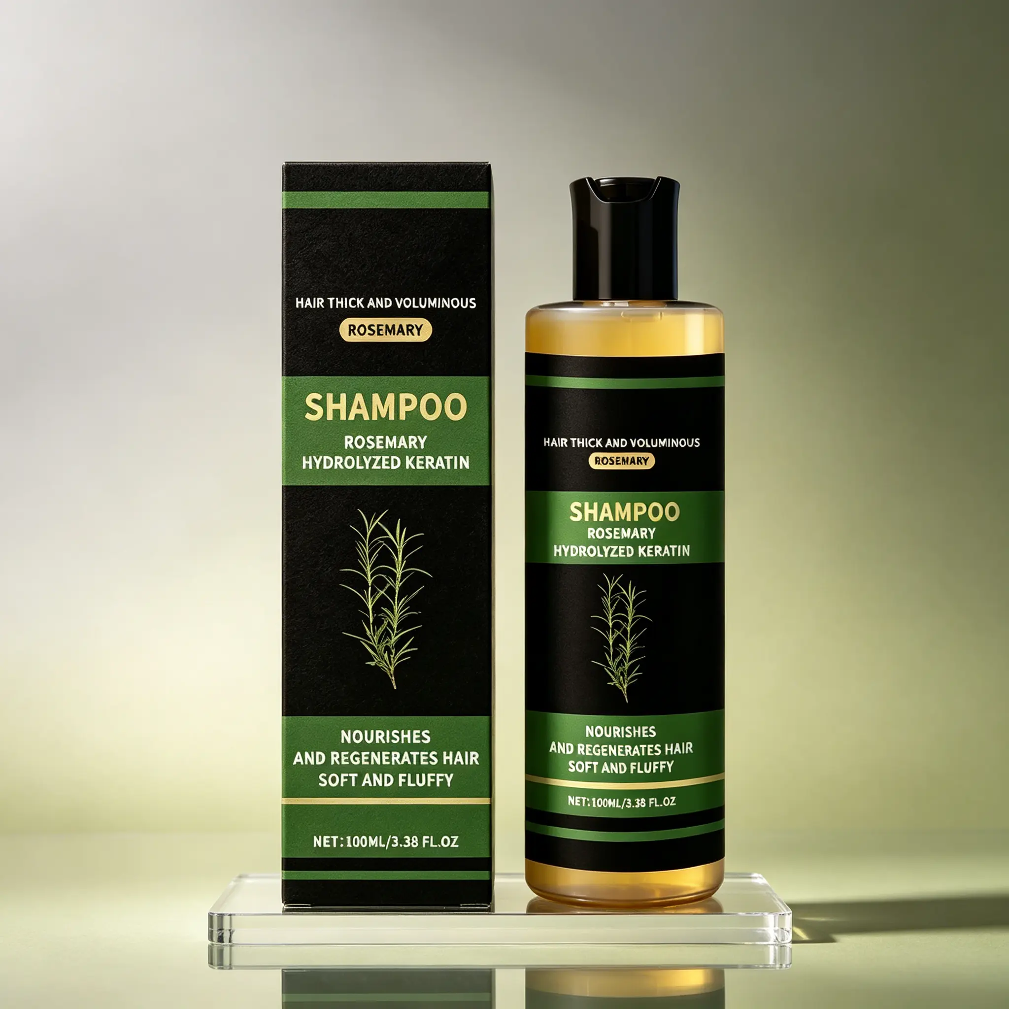 Thick & Volumizing Rosemary Shampoo – Hydrolyzed Keratin Formula, Supports Hair Resilience & Shine, 3.38fl.oz / 100ml