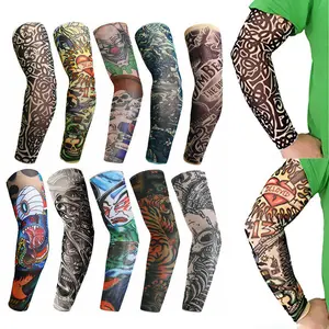 10 PCS UV-Blocking Nylon-Blend Armsleeves Set, Realistic Print Temporary Tattoo Style, Round Shape, 92% Nylon-8% Spandex Sun Protection for Outdoor Activities (Sports & Outdoor Accessories), Armsleeve