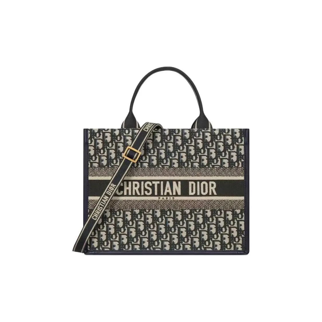 Pre-owned Dior Book Tote MM Oblique Embroidery Tote Bag with Shoulder Strap