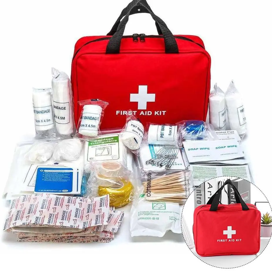 162-Piece Outdoor Emergency First Aid Kit with Professional Scissors, Tweezers, Essential Bandages & Supplies for Camping, Hiking, Emergency Prep
