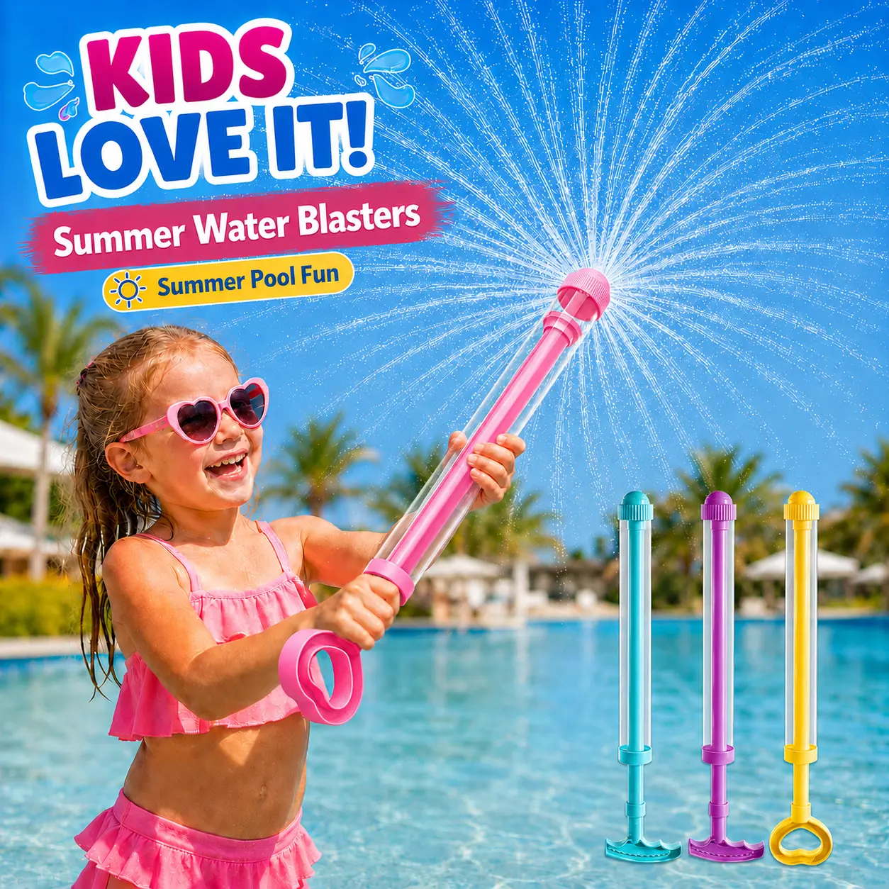 Water Sprayer Toys for Kids, Outdoor Summer Water Toys for Pool Beach Backyard Play, Hand Pump Water Spray Toy Set, Bulk Party Favors