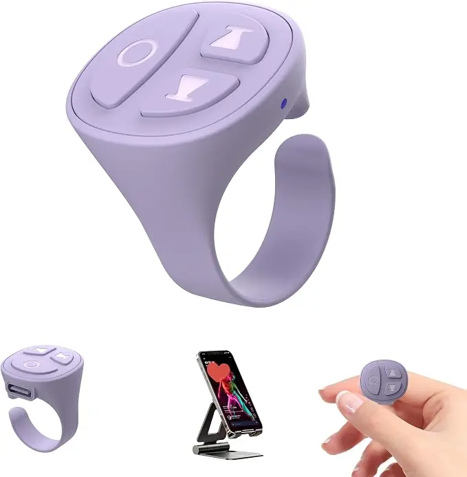 TikTok Scrolling Ring, Bluetooth Camera Remote,Scrolling Ring Remote for TikTok iPhone Facebook YouTube Instagram Android Phone, Fingertip Wireless Scroller Page Turner