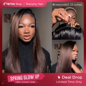 [3 IN 1 HALF WIG] Wavymy Yaki Straight 3 In 1 Seamless Flip Over Half Wig Ombre Brown Glueless No Lace Reusable Human Hair for 3 Hairstyles DealsForYoudays