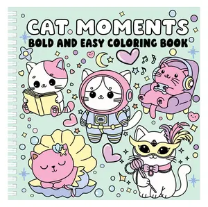 Cat Moments (Bold and Easy Coloring Book)  Adorable Cat Designs in Various Activities and Outfits