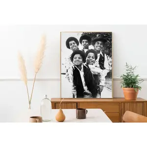 Michael Jackson and The Jackson Five | Black and White Art | Retro Poster | Vintage Art | Wall Deco