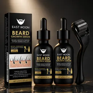 [BUY 1 GET 1 FREE]  Men's Beard Growth Kit Set - Lightweight Stainless 540-Needle Roller & Castor Oil Serum Duo, Natural Nutrient Hair Care for Thicker Facial Hair, Easy-to-Use Daily Grooming Essential Gift for Him