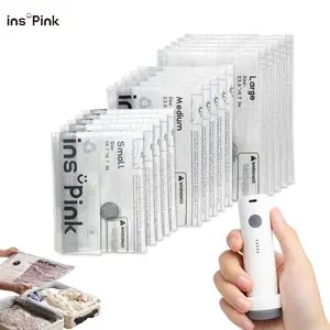 [2026] Inspink Travel Vacuum Storage Bags with 25W USB Rechargeable Pump Ultra Compact Lightweight Space Savers for Clothing Travel Essentials Outdoor Gear Zipper Pouches Packing System Hand Organizer Compression NewYear  Variety Pack