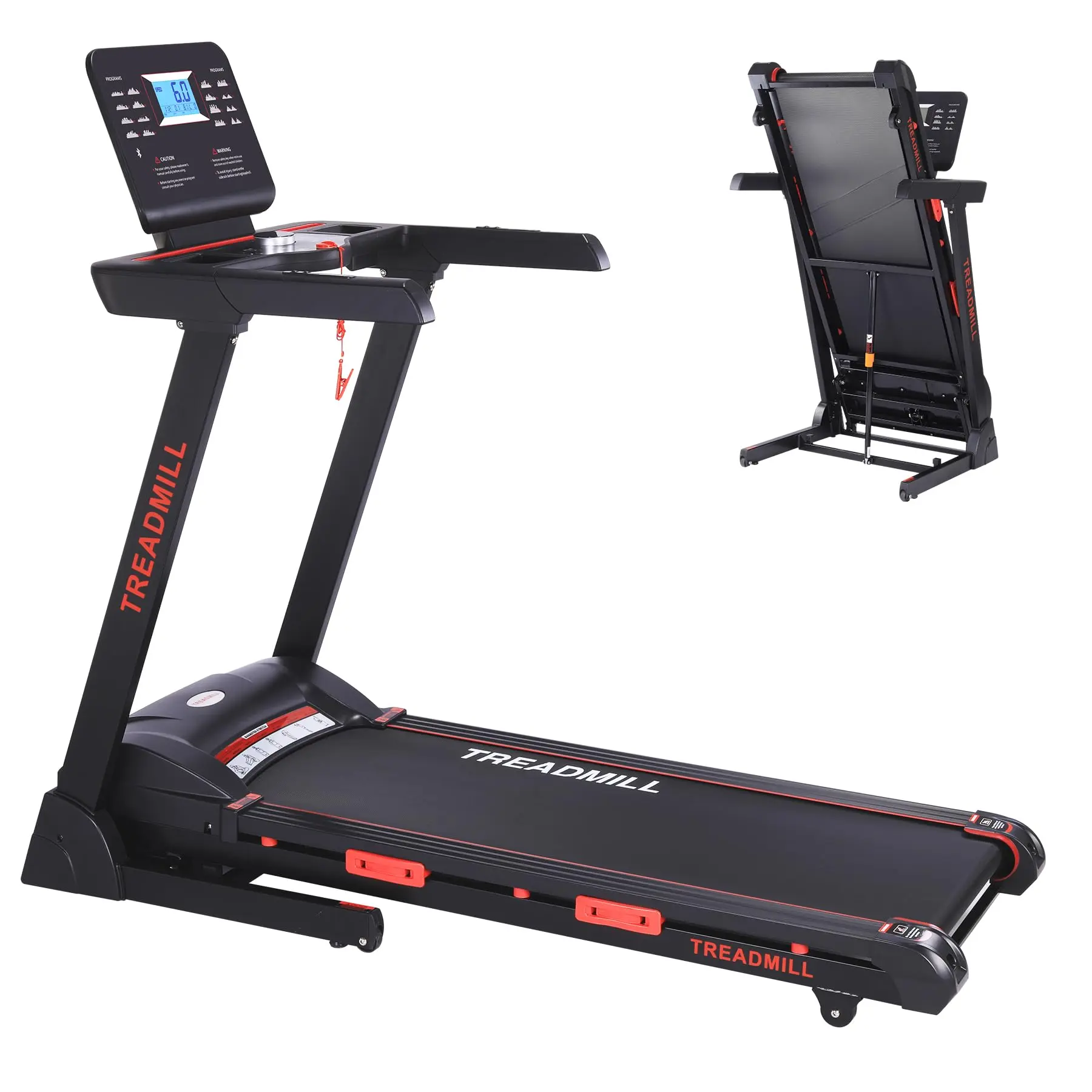 【GARVEE】Folding Treadmill with Auto Incline, Heart Sensor, Double Shock Absorption, Bluetooth Speaker, and Cup Holder for Home and Office Indoor Cardio Workouts