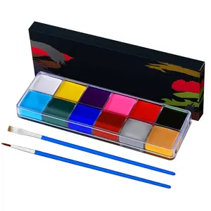 Face Painting Kit for Kids,  Oil-Based Face Paint with 2 Brushes, Non-Toxic Halloween Makeup Kit, Professional Face Body Paint for Halloween, Parties, Carnival, School Events
