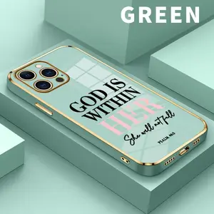 God Is Within Her: She Will Not Fall Phone Case for iPhone 17 16  Pro Max 15 Plus 14 13 12 11 Air Electroplated Four-corner Shockproof Non Slip Military-Grade Protection Silicone Cover