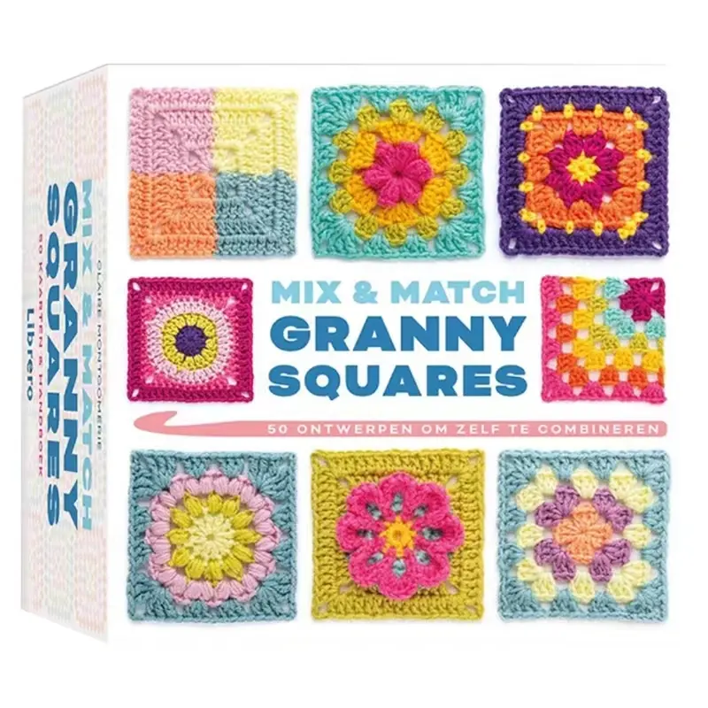 Grandma Colorful Square Card Deck DIY Yarn Teaching Cards, Simple Easy-To-Learn Teaching Cards, Perfect for Beginners, Fun and Educational, Learning Flash Cards