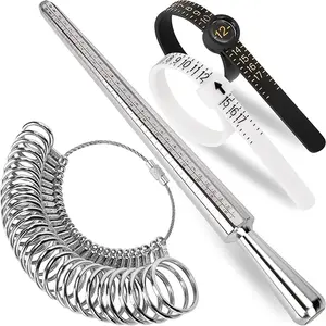 27PCS Ring Sizer Measuring Tool Kit – Premium Steel Ring Mandrel & Gauge Set, US Sizes 0–13, Reusable Finger Sizers 1–17 with Magnifier