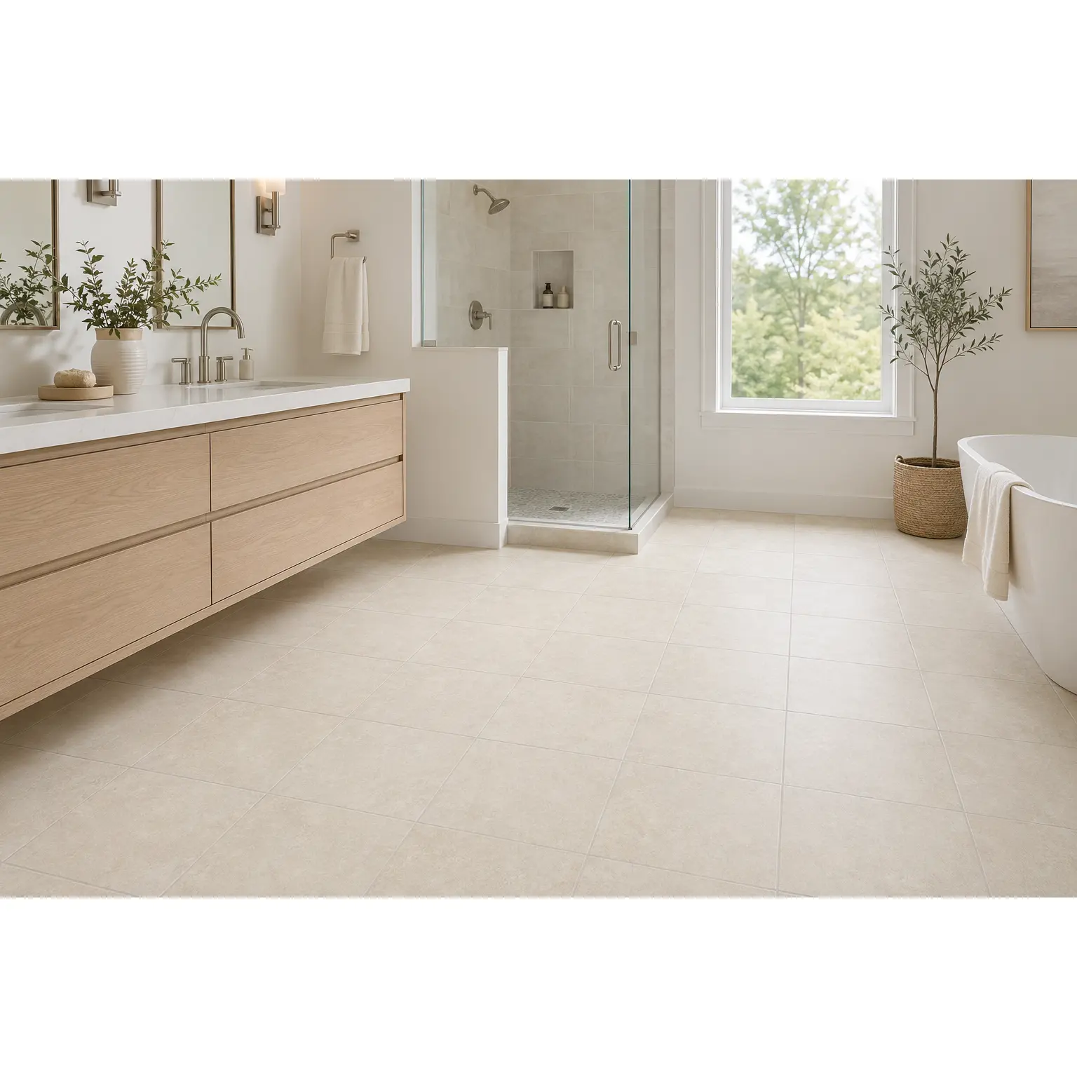 Shaw Serenity 13 Bone 13" x 13" Ceramic Floor & Wall Tile | Spotlight Savings
