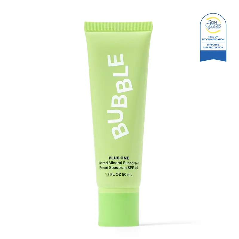Bubble Skincare Daily Mineral Facial Sun Care Cream SPF 40 - Tinted Sunblock with Zinc Oxide, Raspberry, Glycerin & Hydrating Blurring Formula for All Skin Types