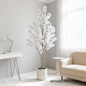 1pcs 100-220cm Artificial Cherry Blossom Tree Branches, Modern Minimalist Fake Plants, Artificial Faux Plants, Realistic Home Decor, Indoor Office Wedding Party Decoration