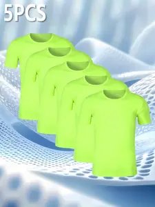 Men's Solid Color T-Shirt, Breathable Comfort for Summer Casual Wear, Quick-Dry Moisture-Wicking Shirt for Gym Running