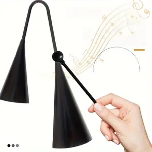 Double Headed Metal Bull Bell, Durable Black Percussion Instrument - Outdoor, Music, Classroom Use Bell, No Shell