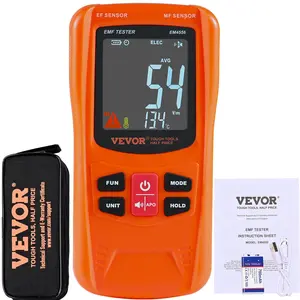 VEVOR 3-in-1 EMF Meter,  5Hz-6GHz, Handheld Rechargeable Electromagnetic Field Radiation Detector, Digital LCD EMF Tester for EF MF RF Home Inspections Outdoor Ghost Hunting 5G Cell Tower Temperature