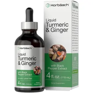 Horbaach  Turmeric and Ginger Supplement Drops | 4 fl oz | with Black Pepper Extract | Herbal Liquid Tincture | Vegan, Non-GMO & Gluten Free