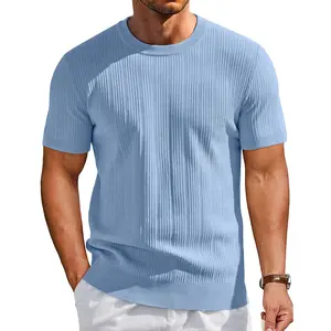 COOFANDY Men's T-Shirts Short Sleeve Knit Shirts Casual Crewneck Ribbed Dress Tee Shirt