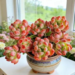 Multi-Head Succulent Bouquet  Live Plant(Echeveria ‘Berry Puff’) -Holiday Gift - Home Decor” Mini Plug Garden Starter Kit