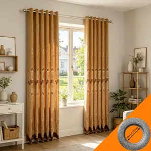 Modern Farmhouse Style Curtain Set, Embroidered Curtains, Insulated Drapes for Living Room and Bedroom, 2 Panels