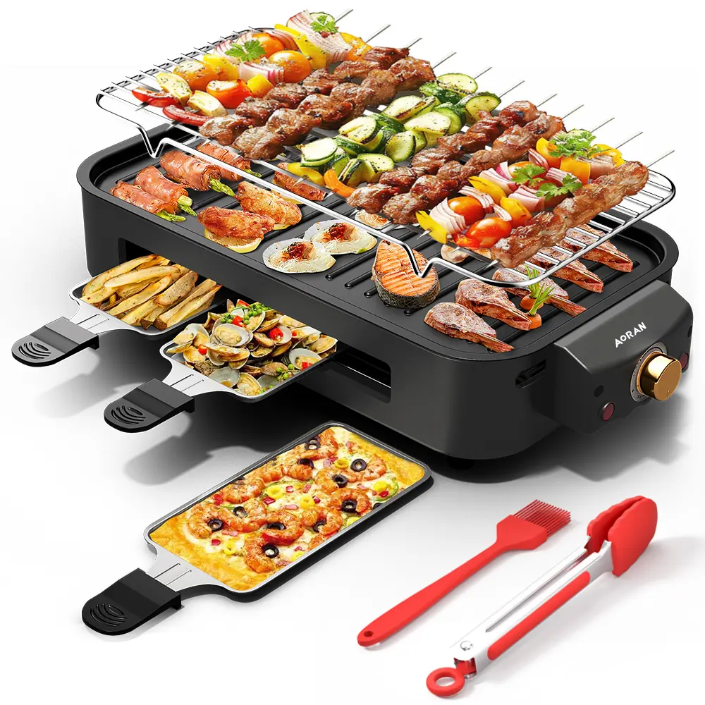 Indoor Smokeless Grill, Non-Stick Cooking Removable Plate1500W, Dishwasher Safe, Suitable for Grilling, Roasting &Frying
