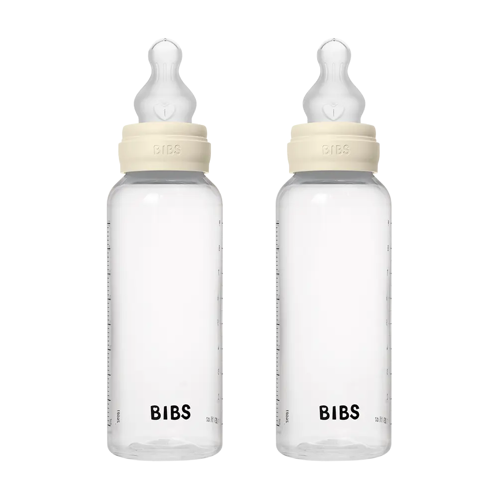BIBS Baby BPA-Free PP Bottle Set 9oz 2 Pack with Silicone Nipple - Ivory