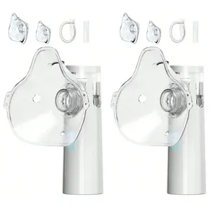 2PCS  , Portable Nebulizer, Nebulizer Machine For Adults And Kids,For Breathing Problems, Nebulizer Masks And Adjustable Nebulization Rate Mesh Nebulizer With USB Power Cord, Facial Hydration (No Include Battery)