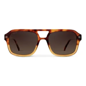 Sydney - Women’s Polarized Square Aviator Sunglasses: Oversized Double Bridge