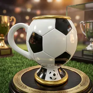 3D Football Coffee Cup, Customizable Gift for Soccer Fans, Large Capacity, 3D Relief Design, Valentine's Day, Father's Day Present