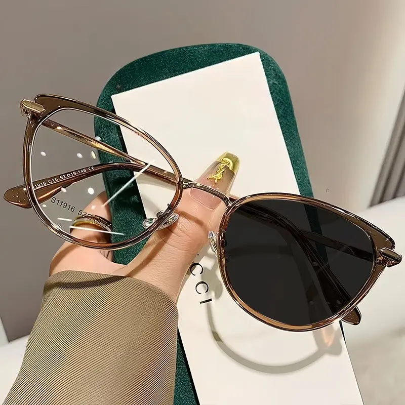 Women's Stylish Rimless Butterfly Sunglasses - 30g Frames, Polarized Blue Lenses, Anti Blue Glasses, Non-Prescription Photochromatic, UV400 Protection, Prescription-Compatible, Office-Use Fashion Eyewear Accessories, Blue Light Glasses