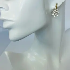 Gold Plated 4 Earrings with Star Design and White Stones