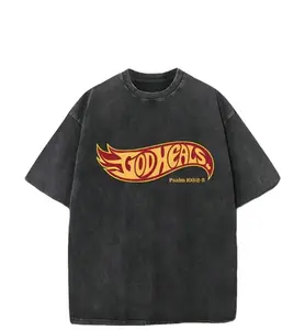 Unisex Christian "God Heals" T-Shirt - Heavyweight Pure Cotton, Vintage Retro Washed Single-Sided Print, Comfortable Street Style Fall Shirt, Christian Scripture Gift Valentine's Day Valentine's Day gift hooded sweatshirt round-neck sweatshirt