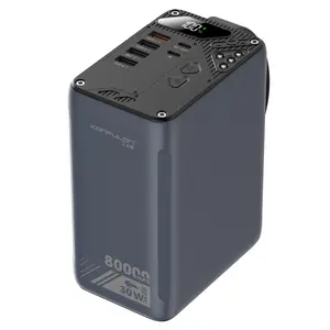 80000mAh High Capacity  Power Bank 30W PD 3.0 Fast Charging Portable Charger QC 22.5W Portable USB C Battery Packs with LCD Display Battery Bank for iPhone, Samsung, iPad ,Macbook & Outdoors Camping With LED Light+SOS Mode and Handel Belt