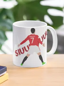 Cristano Ronaldo Celebration Block Art SIUUUU with text Coffee Mug