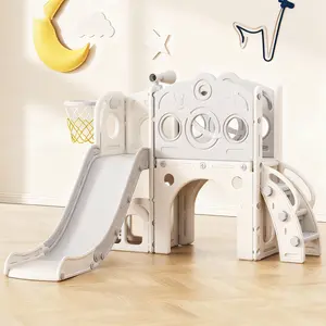 Toddler Slide 8-in-1 Playset with Basketball Hoop & Telescope Kids Indoor Outdoor Playground with Climber for Children 1-3 Years Old Foldable Durable Construction,for Boys and Girls Birthday Gift Christmas Gift