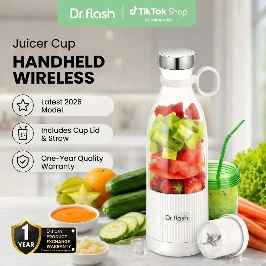 [Dr.Flash] Portable Wireless Blender/Smoothie Cup — Capable of crushing ice; ideal for healthy drinks, milkshakes, and smoothies; perfect for on-the-go use, outdoor travel, and workouts; USB rechargeable (BPA-free).