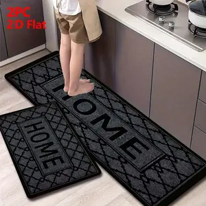 2/3 Piece Flannel Kitchen Mat Set, Checkered Design, Non-Slip Bottom, Absorbent, Home Decor
