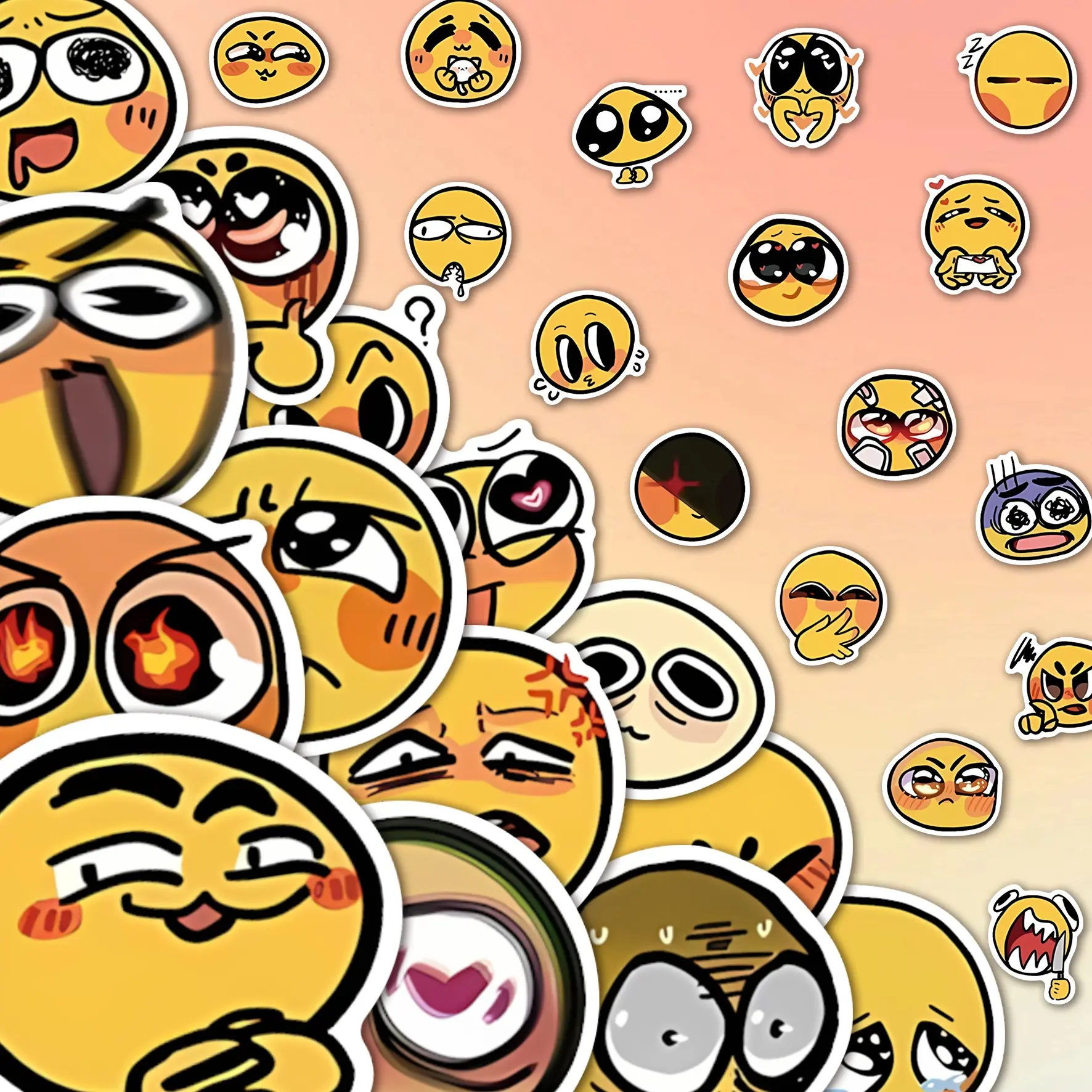 60Pcs Funny Meme Emoji Stickers Pack, Waterproof Cartoon Reaction Face & Trendy Internet Meme Vinyl Decals for Laptop, Water Bottle, Phone Case & Skateboard, Teen Gift