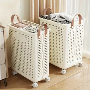 Laundry Basket with Wheels & Handle, 15.8/20 Gallon Heavy Duty Foldable Laundry Hamper – Easy Clean Waterproof Rolling Organizer for Bathroom & Laundry Room