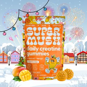 SuperMush Daily Creatine Gummies 60 Count | Sugar-Free Tropical Mango Flavor | USA Made Creatine & Cordyceps Supplement | Non-GMO Vegan Gluten-Free | For Strength, Endurance & Daily Fitness Support | Dietary Supplement